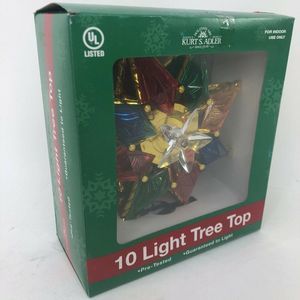 NEW 3D Kurt Adler 10-Light Multicolored Capiz Bethlehem Star Treetop Gem Center